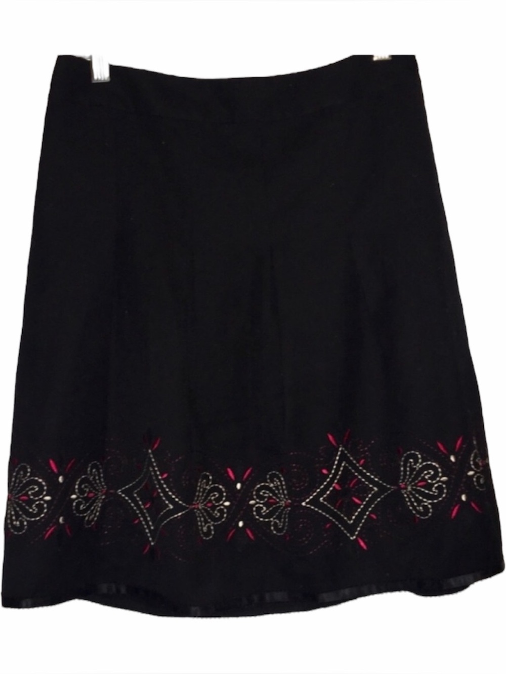 Vintage Ann Taylor Black Embroidered Midi Skirt